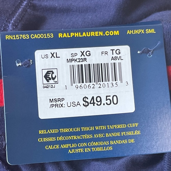 Polo Ralph Lauren Logo Print Knit Jersey Sleep Jogger Pants Navy Men’s XL - Picture 8 of 9